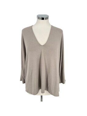 Wilfred Free Aritzia Knit V-Neck Top Lightweight Loose Fit Gray Size Large